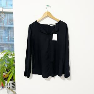 NEW Chelsea Flower Black Long Sleeve Blouse Size Medium